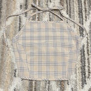 Forever 21 Beige and Navy Plaid Halter Crop Top